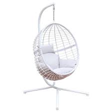 maypex 78 in wicker outdoor basket swing chair with white and grey cushions and stand 300245 the home depot swinging chair hanging chair indoor indoor chairs
