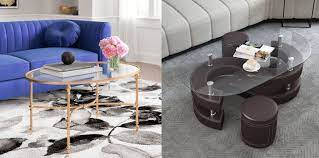 This ottoman coffee table has a round shape and a glamorous style that features a tempered glass top and a tufted velvet body. 12 Gorgeous Oval Glass Top Coffee Table Ideas
