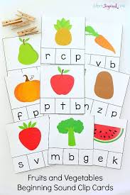 Fruits And Vegetables Beginning Sound Clip Cards Healthy Habits Preschool Clip Cards Alphabet Activities