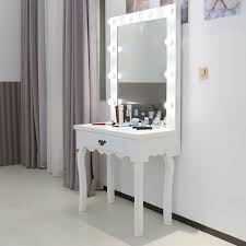 That being said, check out this stylish setup. White Dressing Table Led Bulbs Mirror Set Bedroom Makeup Desk Hollywood Style Ebay