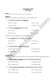 Simple past worksheets for home learning with examples online practice, distance learning. English Worksheets 3rd Grade Grammar Test