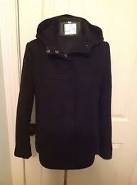 j crew wool melton hooded bib jacket size 4 black ebay