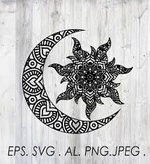 Download Mandala Sun Moon Indian Boho Style Design Digital Download Etsy Boho Style Design Indian Boho Style Sun And Moon Drawings