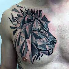 Top 73 Lion Chest Tattoo Ideas 2021 Inspiration Guide Geometric Lion Tattoo Tattoos For Guys Geometric Lion