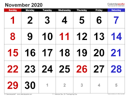 And see for each day the sunrise and sunset in november 2019 calendar. November 2020 Calendar Templates For Word Excel And Pdf