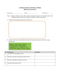 Periksa kembali pekerjaanmu sebelum diserahkan pada pengawas. Lkpd Tema 4 Kelas 5 Muatan Bahasa Indonesia Membuat Pantun Worksheet