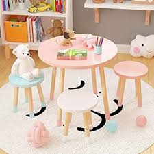 Jn Children S Study Desk Kids Children Table And Chair Set Wood Round 3 Piece Set Including 1 T Kids Study Table Study Table And Chair Kids Table And Chairs