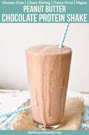 Peanut Butter Chocolate Protein Shake Recipe My Natural Family Recipe Chocolate Protein Shakes Protein Shake Recipes Chocolate Protein Shake Recipes