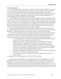 General introduction This document extracts records in the civil register  of the town of Burg Reuland from the years 1797-1815.