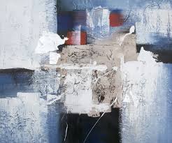 Meilleure vente de haute qualité noir et blanc noir et blanc images abstraites peinture. Tableau Abstrait Bleu Avec Effets Beige Noir Blanc