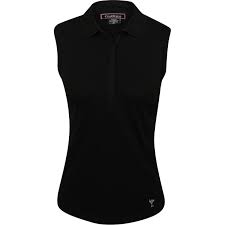 Ladies Golftini Sleeveless Eyelet Stretch Cotton Black L Shirt Polo Short Sleeve