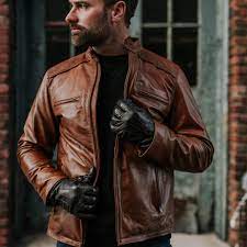 Brown Moto Leather Jacket Vintage Inspired Buffalo Jackson
