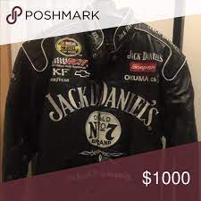 Auth Jack Daniels Motorcycle Jacket Rare Sz M Leather Coat Jackets Jack Daniels
