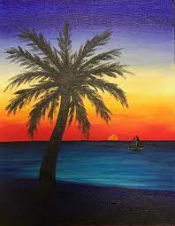 How to paint a sunset. Beach Sunset Painting Step By Step