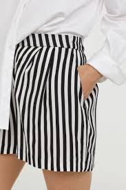 Black And White Striped Shorts Womens Patterned Shorts Black White Striped Women H M Us White High Waisted Shorts Patterned Shorts Black White Stripes