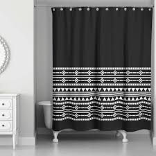 Boho Tribal Shower Curtain In Black White Black Shower Curtains Boho Shower Curtain Boho Curtains