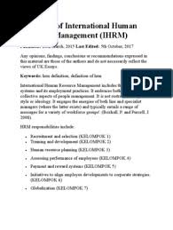 This is the traditional definition of hrm which leads some experts to define it as a modern version of the personnel management function that was used earlier. 01 Definition Of International Human Resource Management Human Resource Management Performance Appraisal