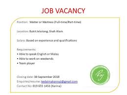 Find the latest part time job vacancies and employment opportunities in uae. Job Vacancy In Shah Alam