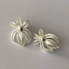 Orchid Earrings Flower Earrings Flower Stud Earrings Silver Studs Filigree Jewelry Orchid Jewelry Silver Earrings Gift For Her Filigree Jewelry Flower Earrings Studs Opal Earrings Stud