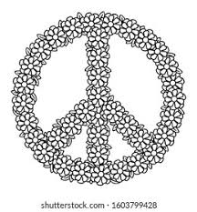 Peace symbols clip art free. Floral Peace Symbol Coloring Page Adult Stock Vector Royalty Free 1603799428