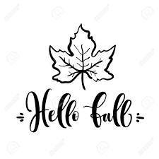 A clip art illustration of the black silhouette of twisted tree branches reaching into the sky which is a gold glow sunset. Hello Fall Hand Written Inscription With Leaf On White Background Royalty Free Cliparts Vectors And Stock Illustration Image 84992612