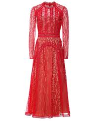 Il s'agit d'une pièce unique qui peut, à elle seule, composer toute une tenue. Self Portrait Robe Mi Longue Rose A Manches Longues Avec Empiecement En Dentelle Jules B