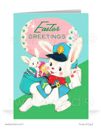 Create your own printable & online easter cards with our card maker. 1950 S Vintage Easter Bunny Happy Easter Cards Swirly World Design