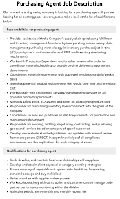Purchasing Agent Job Description | Velvet Jobs