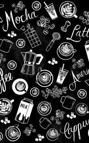 Black And White Cafe Black White Coffee Pattern Wallpaper Murals Wallpaper In 2020 Black And White Coffee Coffee Decor Coffee Doodle