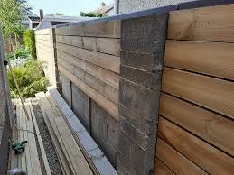 Mortar the ears (the flanges on the ends of a block) of the second block and push it against the first. Cladding A Garden Wall With Timber Frugal Personal Finance