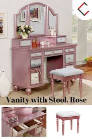 Furniture Of America Tracy Rose Gold Vanity With Stool With Images Furniture Of America Furniture