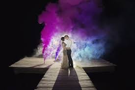 Paige Dwight Summer Camp Themed Wedding Smoke Bomb Photography Colored Smoke Smoke Bomb