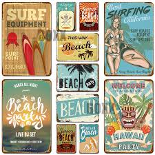 The size of this sign is. 2020 Metal Sign Beach Surf Boards Tin Signs Vintage Beach Party Wall Plaque Hawaii Tiki Bar Decor House Seaside Decorative Plate Aloha Carft From Boxx 1 18 Dhgate Com