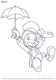 Learn How To Draw Jiminy Cricket From Pinocchio Pinocchio Step By Step Drawing Tutorials Drawings Drawing Tutorial Cartoon Drawings