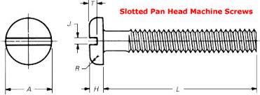 Slotted Pan Head Machine Screw Dimensions