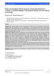 Pdf What Are The Major Ethical Issues In Conducting Research Is There A Conflict Between The Research Ethics And The Nature Of Nursing