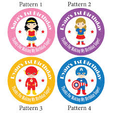 Set Of Personalised Birthday Party Gift Bag Stickers Cartoon Super Hero Wonder Woman Super Girl American Captain Iron Man Birthday Party Stickers Custom Birthday Party Gift Bags