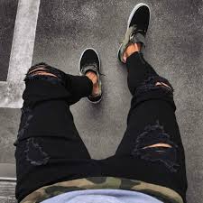 Maybe you would like to learn more about one of these? 2018 Men S New Jeans Men S Hole Elastic Zipper Feet Jeans Men Slim Biker Denim Jeans Skinny Frayed Pants Distressed Rip Jeans Onshopdeals Com