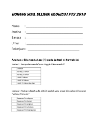Kerja kursus geografi pt3 2018 contoh jawapan. Borang Soal Selidik Geografi Pt3 2018