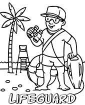 Lifeguard coloring page from professions category. Printable Professions Coloring Pages Topcoloringpages Net