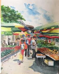 There are are several things you can use to aid you in your drawings. How To Draw A Market Scenery Watercolor Painting Scenery Of Summer Season Tutorial How To Draw A Scenery Of A Village Market How To Draw Summer Season I Hope You Like