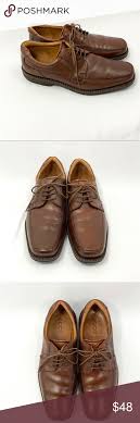 Ecco Dress Shoe 45 Tan Brown Cognac Oxford D11 Excellent
