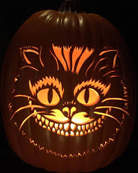 Halloween Kurbislaterne Grinsekatze Gesicht Geschnitzt Grinsekatze Kurbis Halloween Kurbis Schnitzen Halloween Kurbis