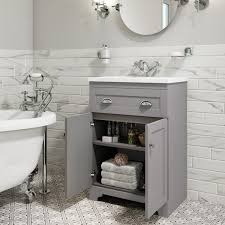 With its durable design and. 600mm Grey Freestanding Vanity Unit With Basin Baxenden Better Bathrooms