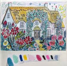 R Is For Rose By Emily Sutton A Preparatory Drawing For The Latest In The Artist S A Z Series Of Screen Prints In Collabo Screen Printing Prints Drawings