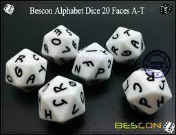 Each die contains all 26 lowercase letters of the alphabet and 4. Bescon Alphabet Dice 20 Faces A T Uppercase 20 Sides Letter Dice Buy Alphabet Dice D20 Letter Dice 20 Sides Alphabet Dice Product On Alibaba Com