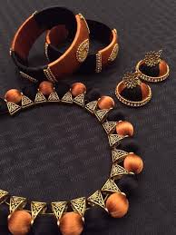 Black And White Necklace Set Alluring Orange And Black Silk Thread Necklace Set With Gold Tone Filigree Design And White Stone Accents Versa Costume Jewelry Necklaces Jewelry Necklace Set