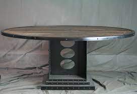 The lumisource oregon 53 in. Buy Hand Crafted Vintage Industrial Dining Table Round Reclaimed Wood Conference Table Office Furniture Made To Order From Combine 9 Custommade Com