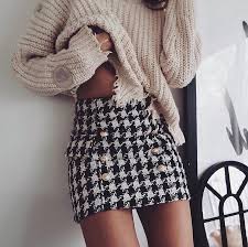 Black And White Houndstooth Skirt Pin On Outfits