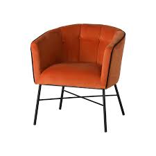 Free Shipping Rust Orange Velvet Occasional Accent Chair Armchair In Mid Century Modern Style In 2020 Tub Chair Chair Retro Armchair